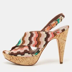 Missoni Multicolor Fabric Peep Toe Slingback Sandals Size 37